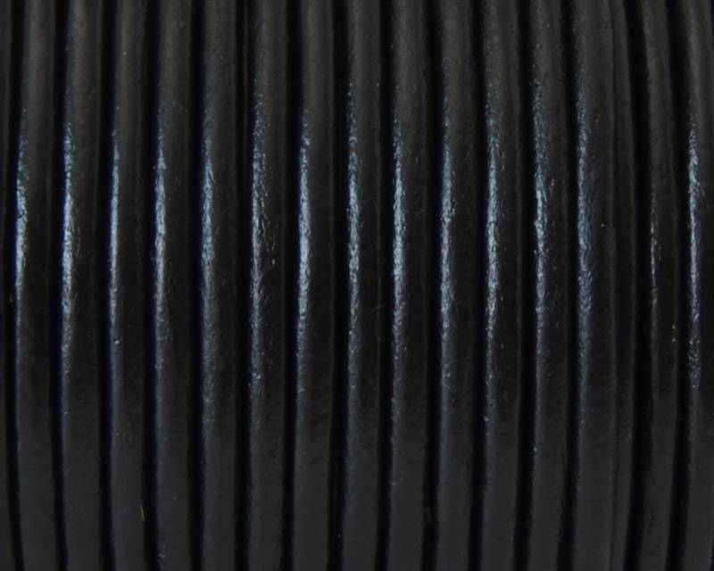 Round Leather cord. 3mm. Black