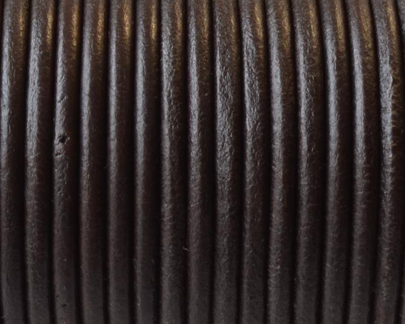 Round Leather cord. 3mm. Brown