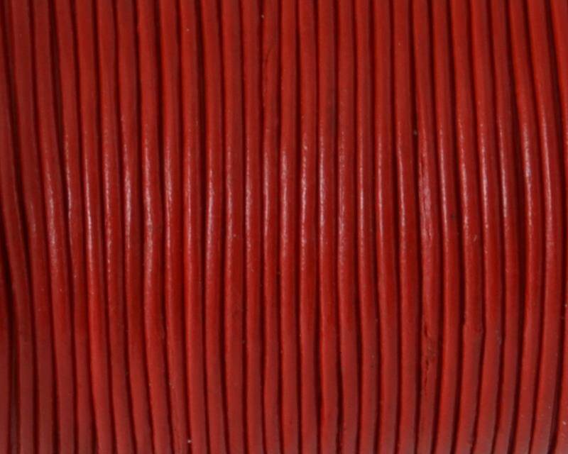 Round Leather Cord. 1mm. Red