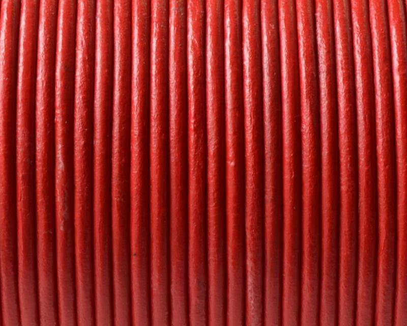 Round Leather cord. 2mm. Red