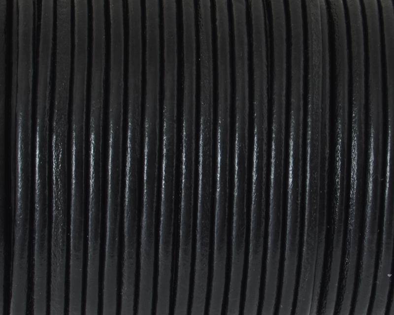 Round leather Cord. 2.5mm. Black