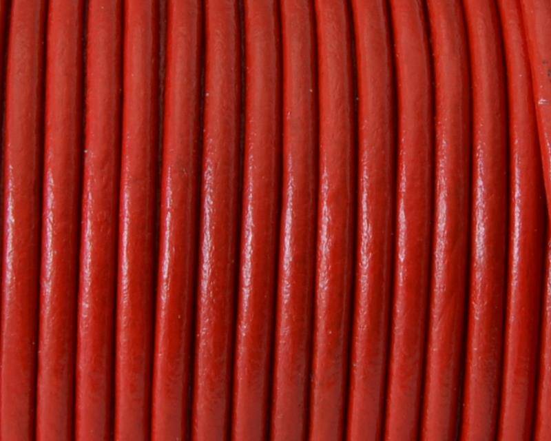 Round Leather cord. 3mm. Red