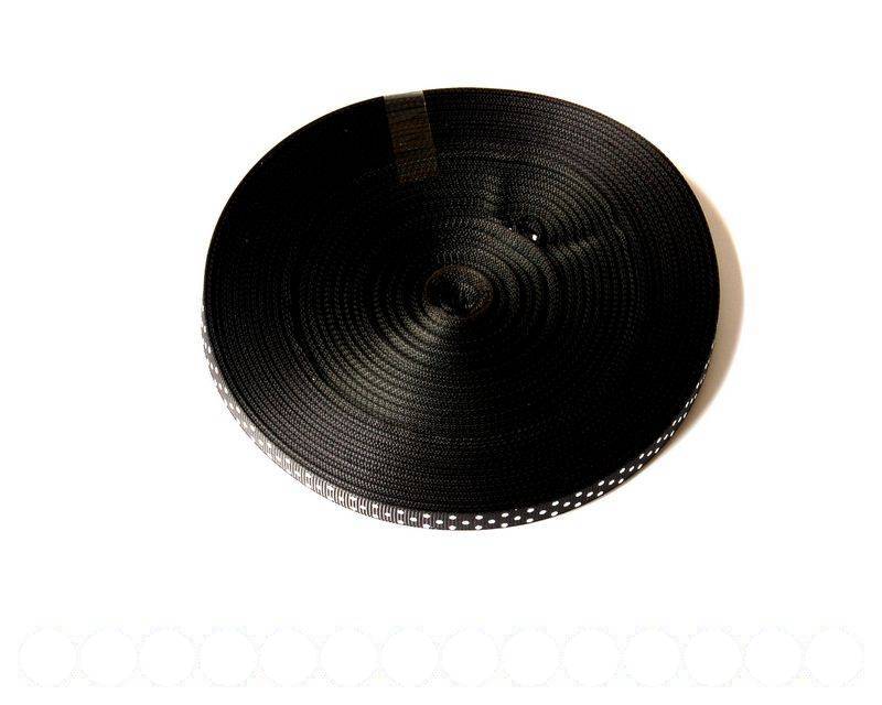 Ribbon. Satin. 10mm. White points-black.