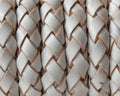 Bolo Braided Round Leather Cord. 10mm. White