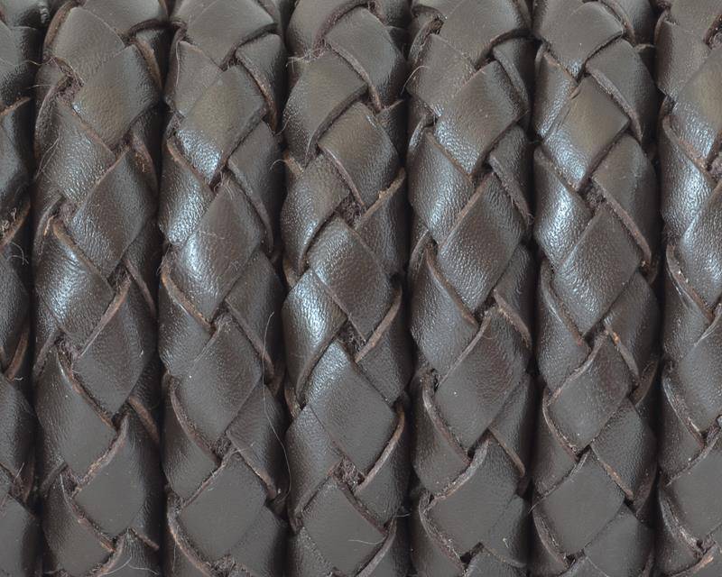 Bolo Braided Round Leather Cord. 10mm. Dark brown