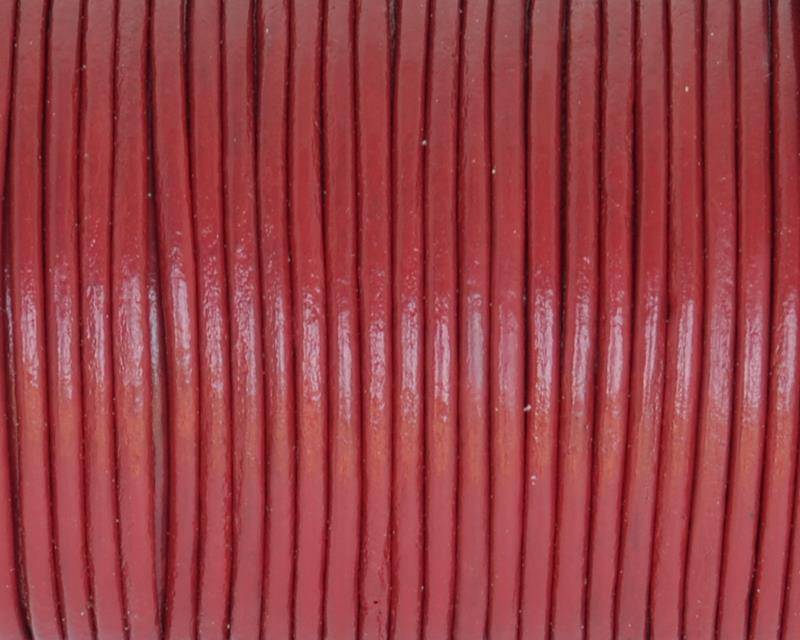 Round Leather cord. 2mm. Burgundy