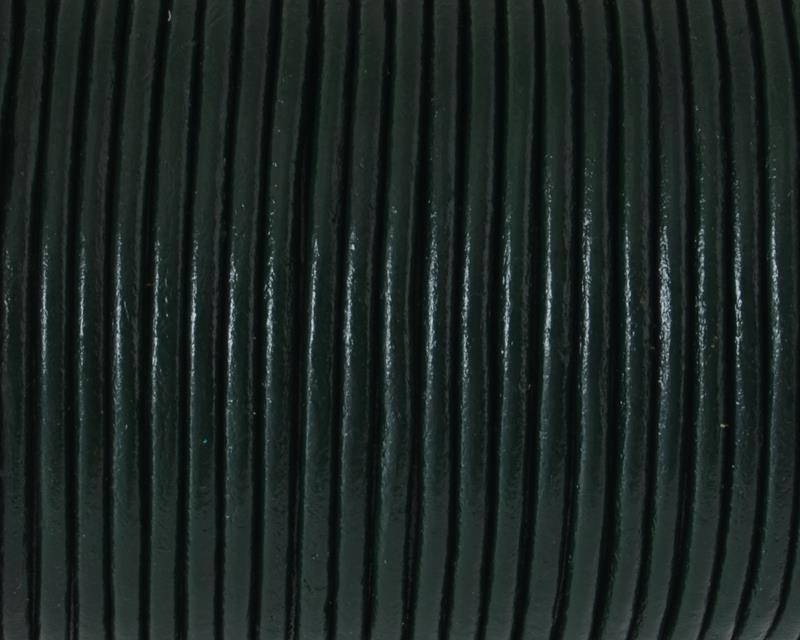 Round leather Cord. 2.5mm. Bottle green.