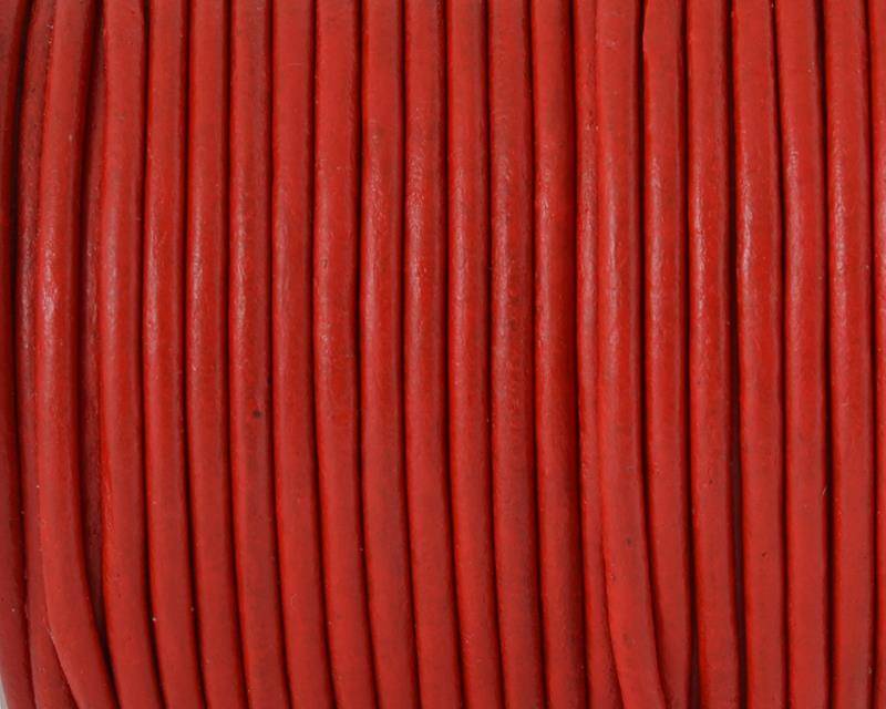 Round leather Cord. 2.5mm. Red.