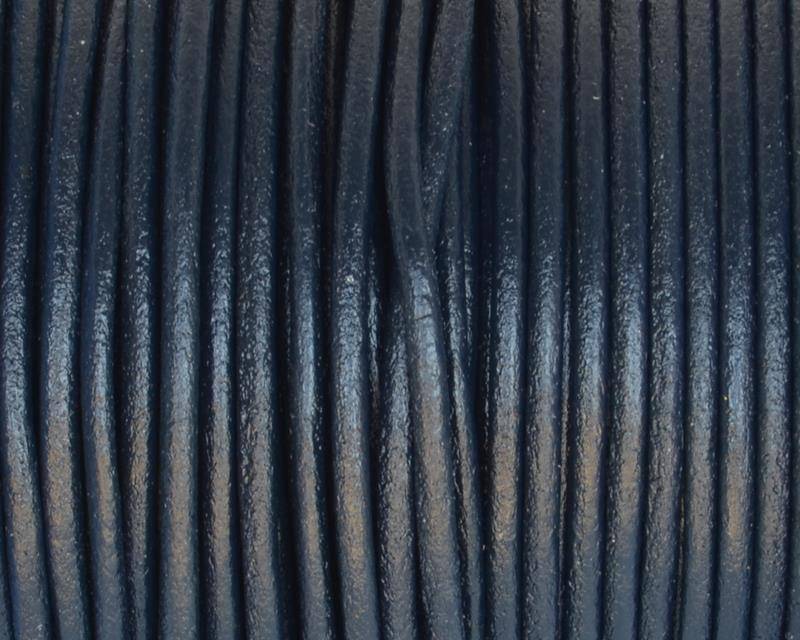 Round Leather Cord. 2mm. Navy blue. Best Quality.