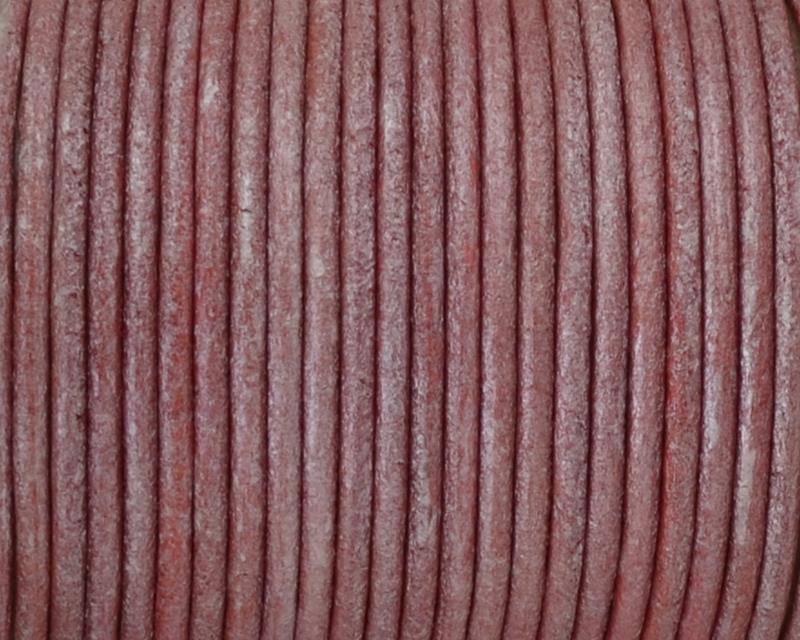 Round leather Cord. 2mm. Metallic red .Best Quality.