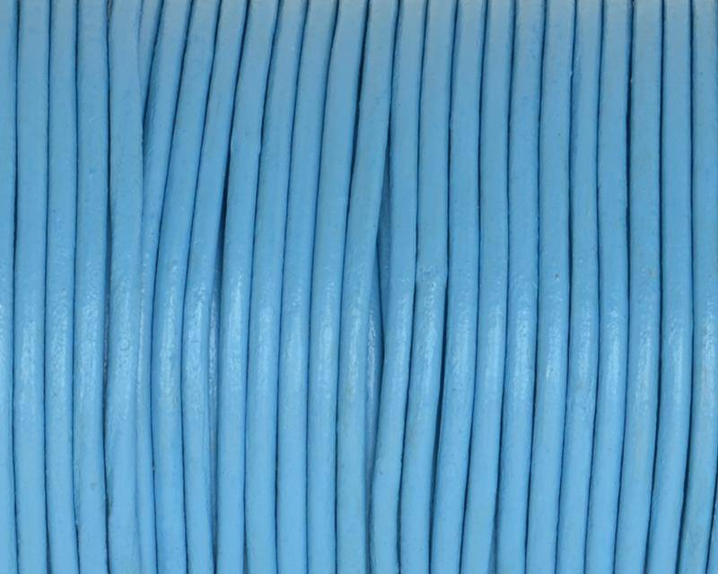 Round leather Cord. 2mm. Light blue.