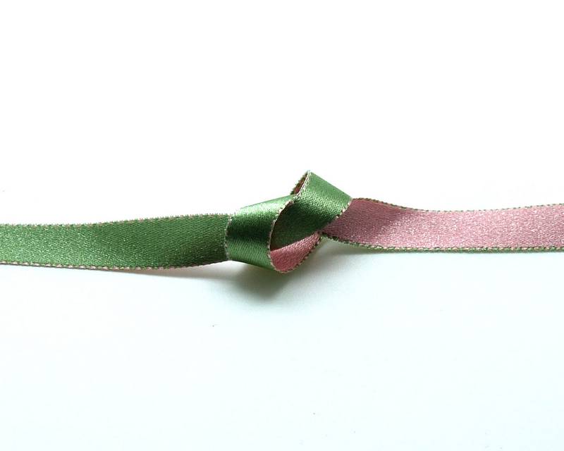 Satin. 10mm. Light green-light pink. Rever. Best qual. 20M.