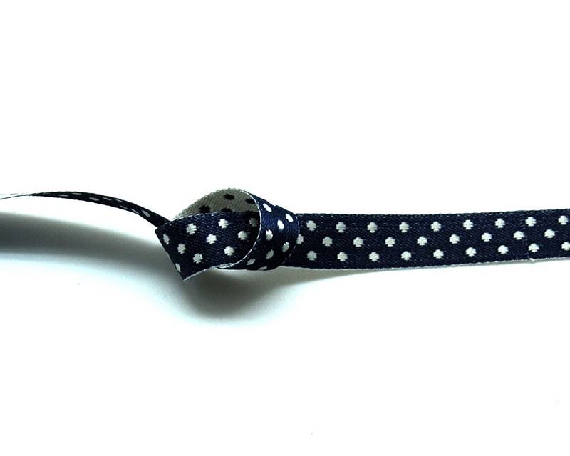 Ribbon. Reversible. 10mm. Navy blue-white. Best Quality. 25M.