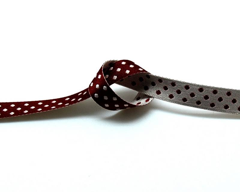 Ribbon. Reversible. 10mm. Garnet-white. Best Quality. 25M.