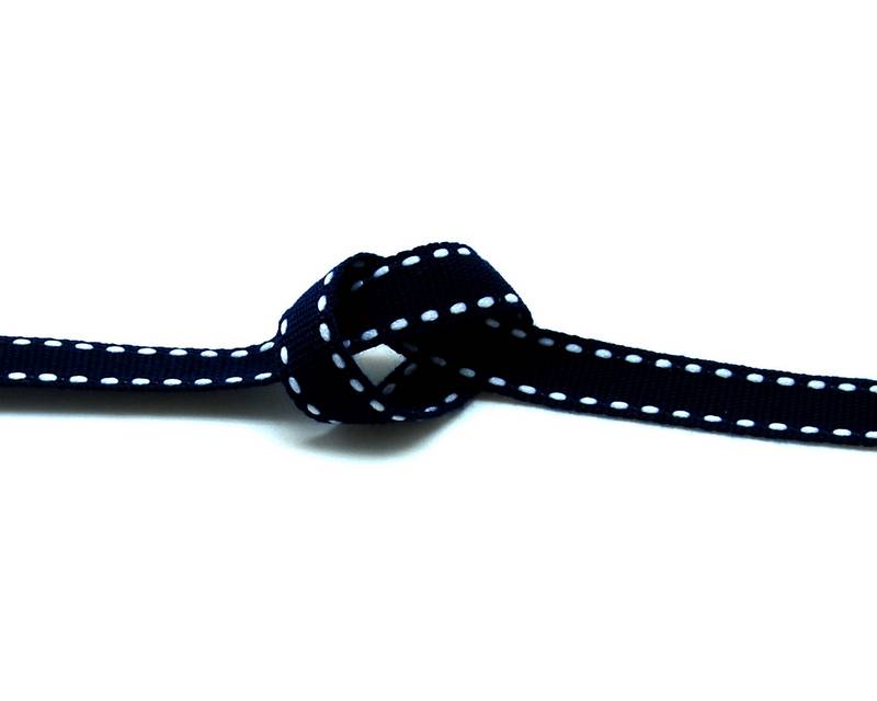Ribbon. 10mm. Navy blue-white. Best Quality.