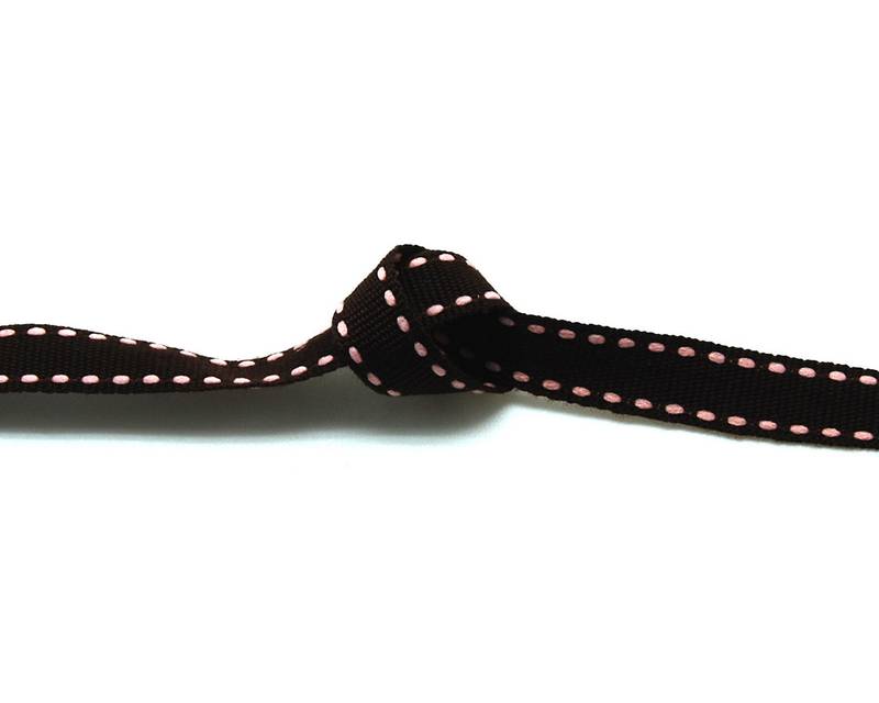 Ribbon. 10mm. Dark brown-light pink. Best Quality.