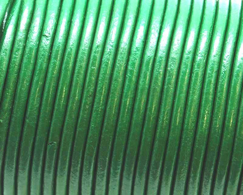 Round Leather cord. 3mm. Dark Green.