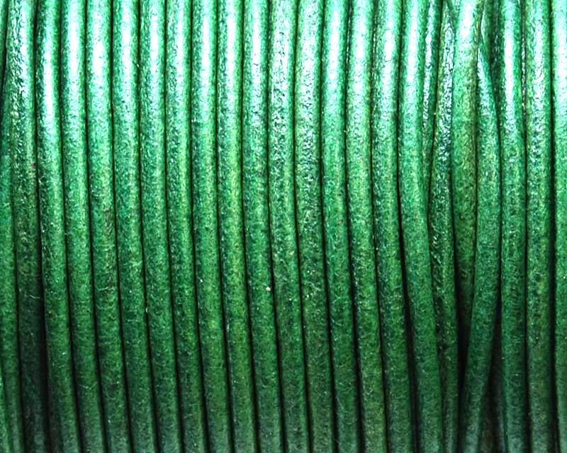 Round leather Cord. 2mm. Green. Best Quality.