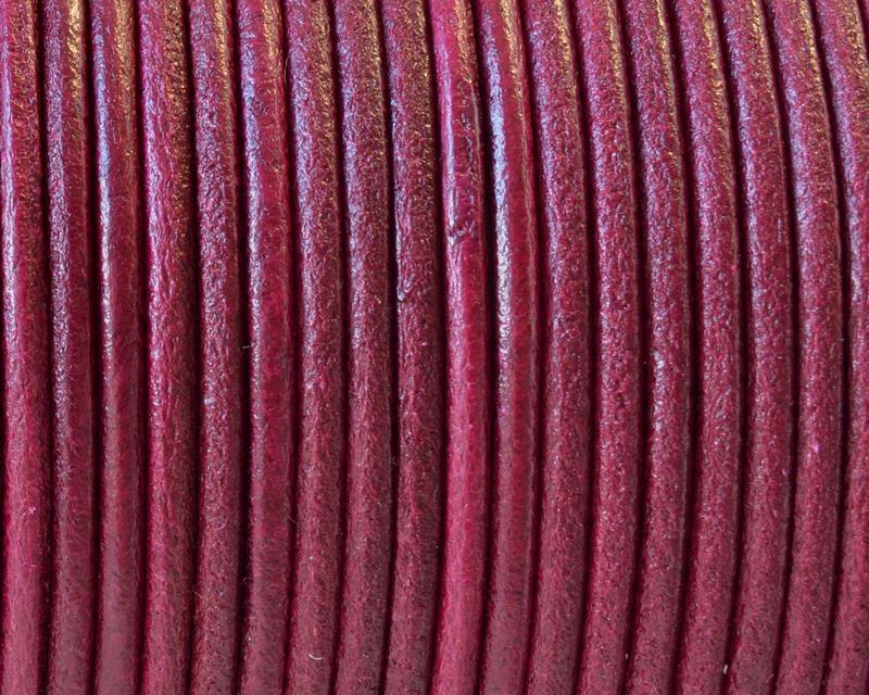 Round leather Cord. 2mm. Fuchsia. Best Quality.