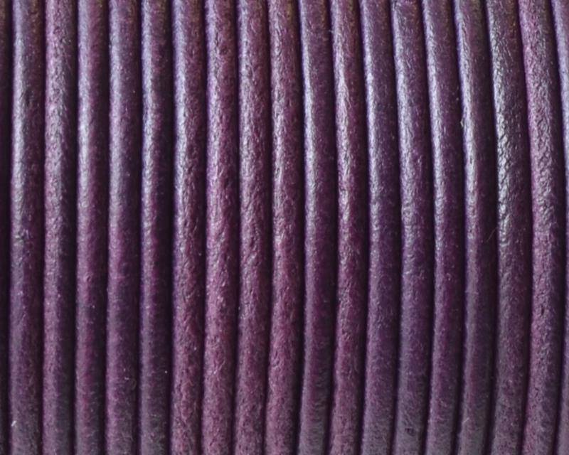 Round leather Cord. 2mm. Plum color. Best Quality.