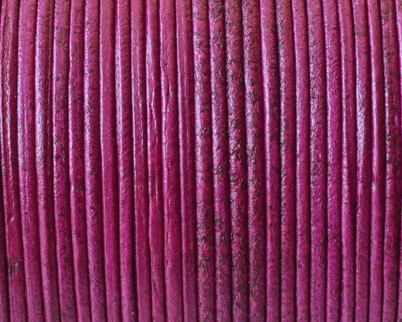 Kangaroo Leather Round Cord. 1mm. Dark fuchsia. Best Quality.