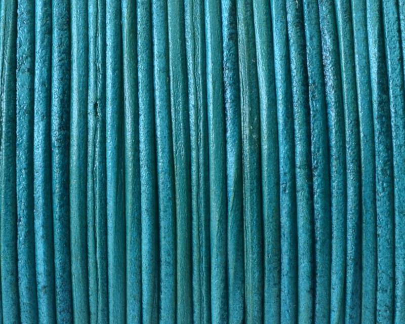 Kangaroo Leather Round Cord. 1mm. Sea green. Best Quality.