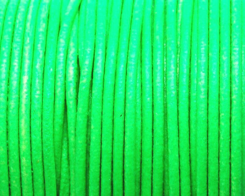 Round leather Cord. 2mm. Fluorescent green. Best Quality.