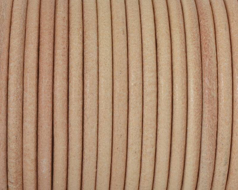 Round Leather cord. 3mm. Natural. Best Quality.