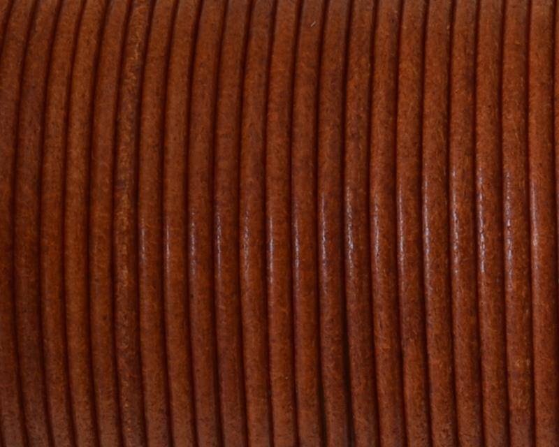 Round leather Cord. 2mm. Hazelnut. Best Quality.