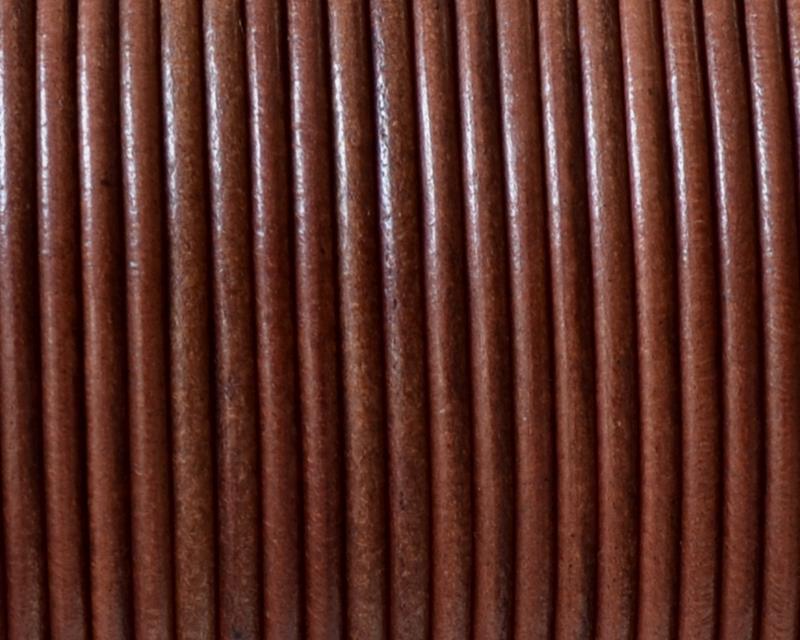 Leather cord. Round. 2mm. Cognac. Best Quality.