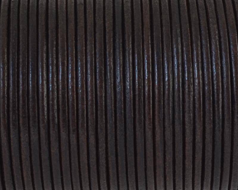 Round leather Cord. 2mm. Dark brown. Best Quality.