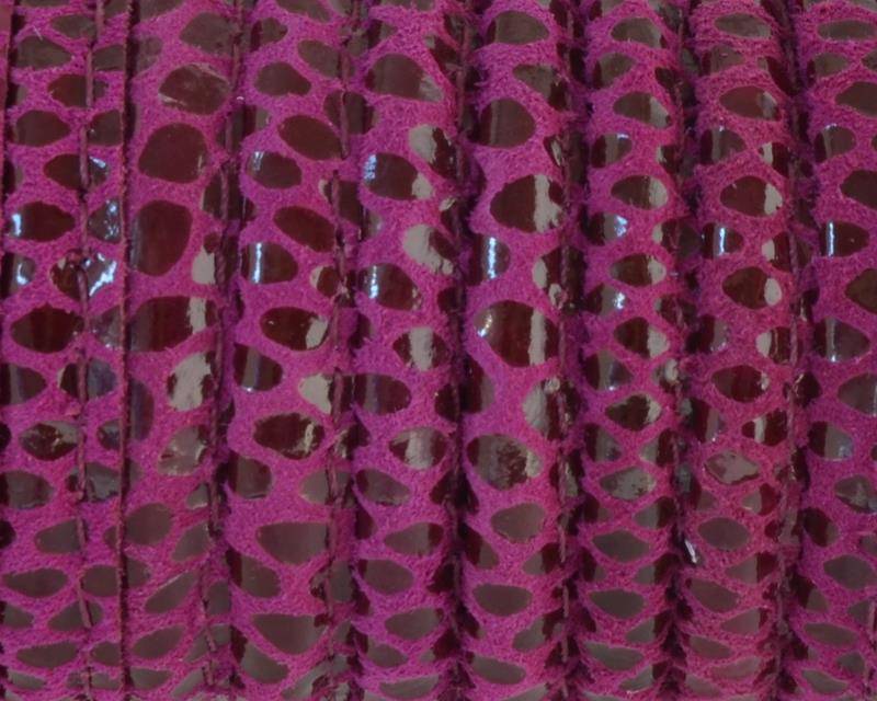 Round Stitched Suede cord. 7mm. Fuchsia.