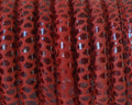 Round Stitched Suede cord. 7mm. Red.