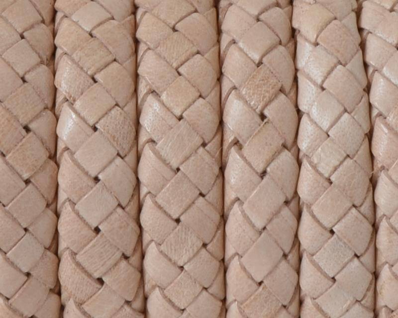 Braided REGALIZ Leather Cord. 10x6mm. Natural.