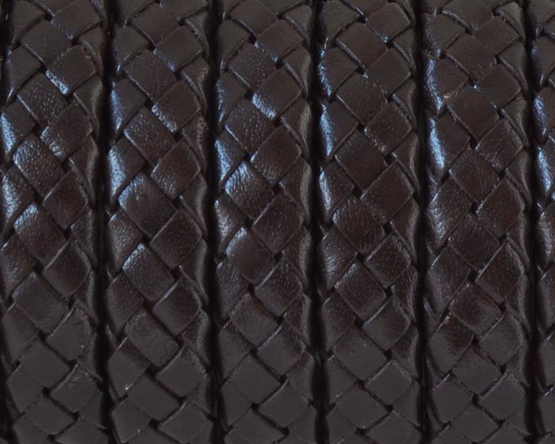 Braided REGALIZ Leather Cord. 10x6 Mm.Dark Brown.