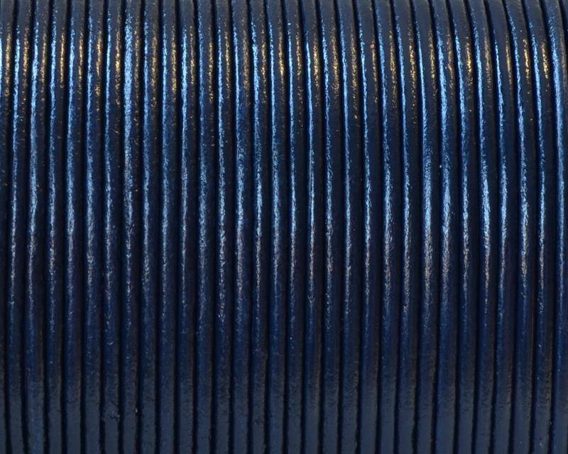 Round Leather Cord. 1.5mm. Navy blue. Best Quality.