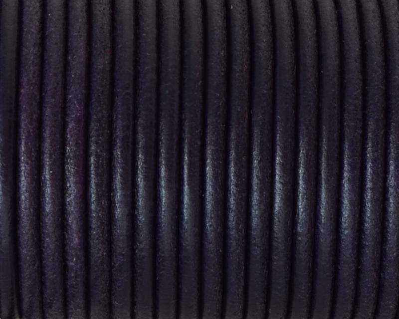 Rounud Leather cord 3mm. Purple Quality