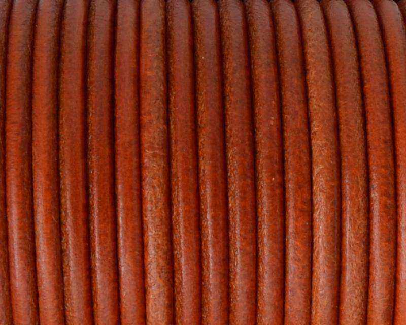 Rounud Leather cord 3mm. Orange. Best Quality