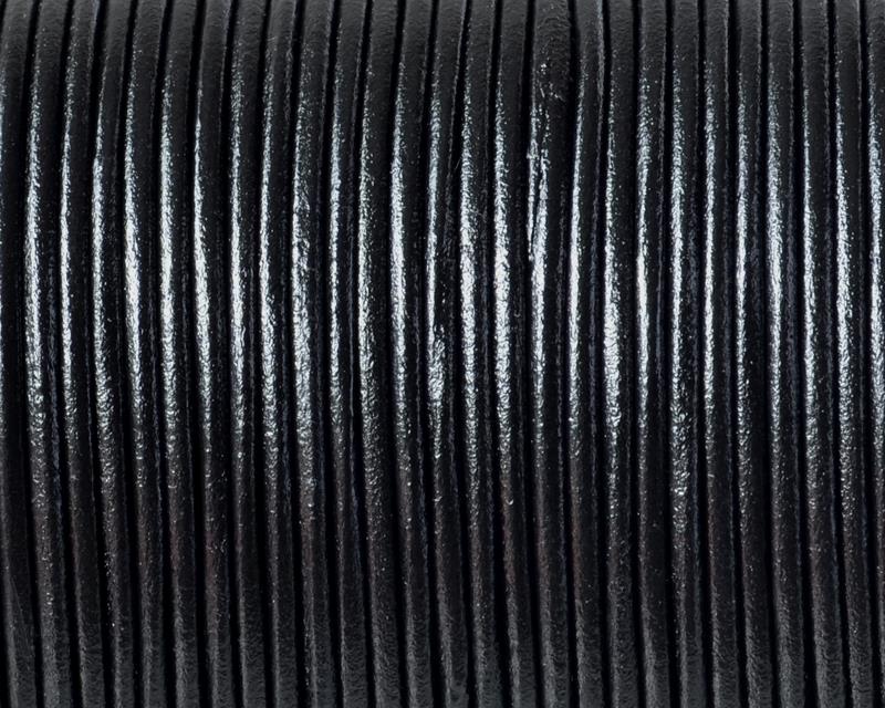 Kangaroo leather cord Round 1.6mm. Black. Best Quality.
