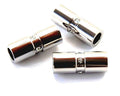 Stainless steel/Rhinestilver color. Tube 25x10mm. Inn.6mm.approx.