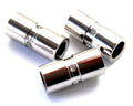 Stainless steel/Rhinestilver color. Tube 25x10mm. Inn.8mm.approx.