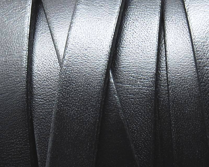 Flat Leather cord 10x1.5mm. Black. Best Quality.