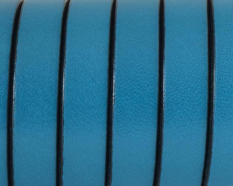 Flat Leather cord 10x1.5mm. Turquoise&black. Best Quality.