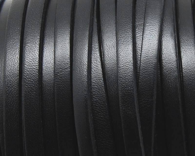 Flat Leather cord. 5x1.5mm. Black. Best Quality.