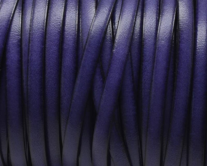 Flat Leather cord. 5x1.5mm. Purple&black. Best Quality.