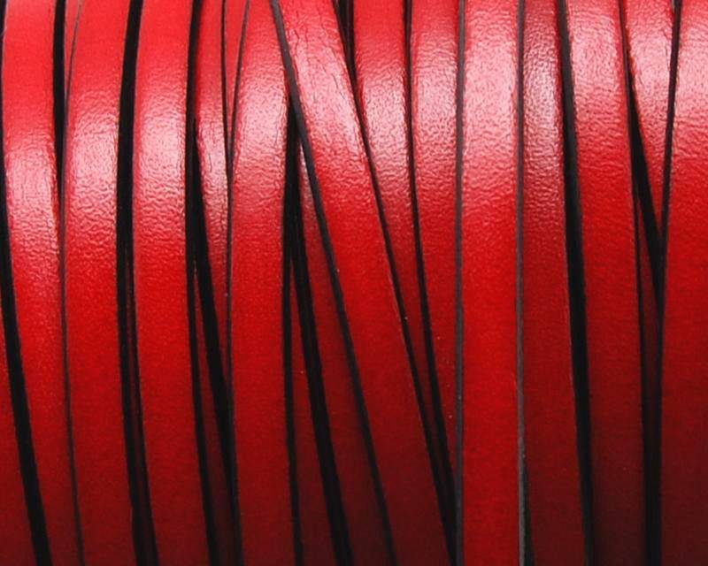 Flat Leather cord. 5x1.5mm. Red&black. Best Quality.