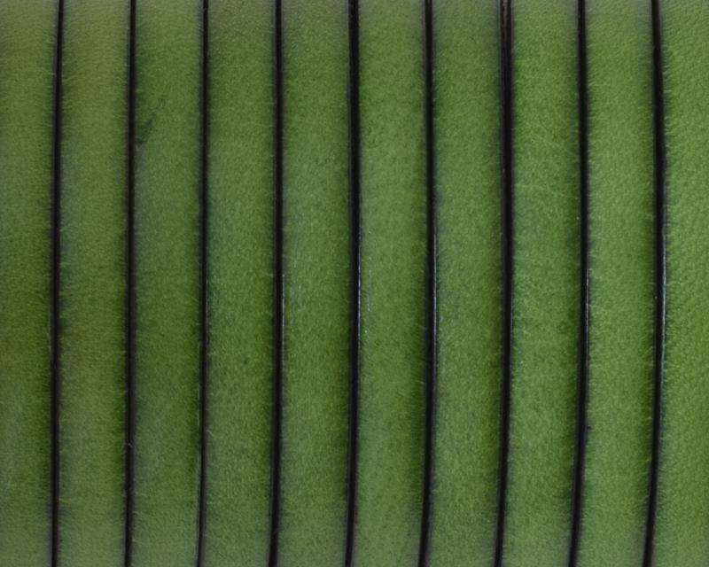 Flat Leather cord. 5x1.5mm. Green&black. Best Quality.