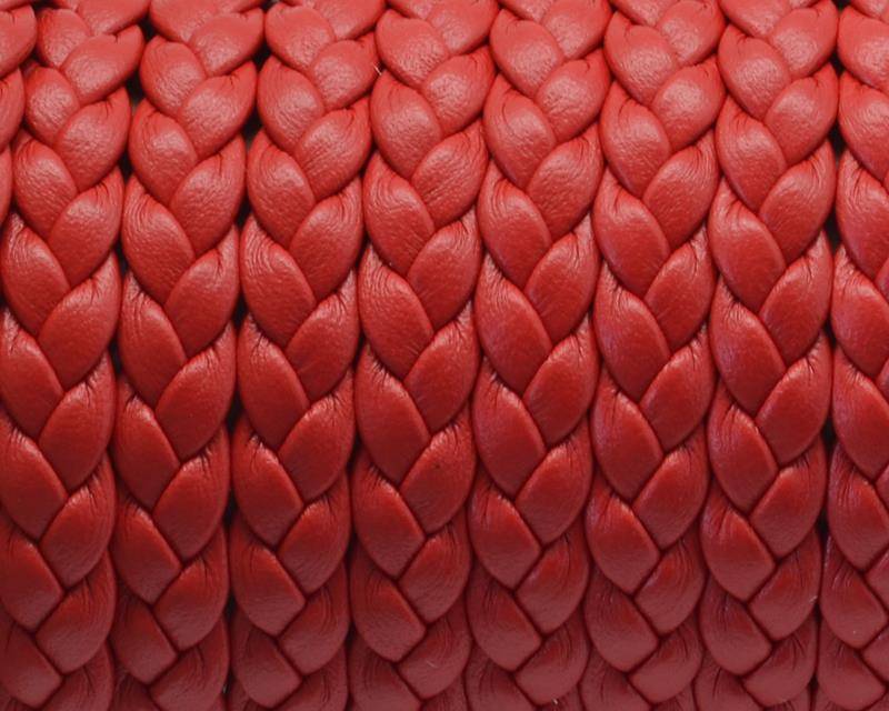 Bolo Braided Flat Leather Cord. 6,5x2mm. Red. Best Quality.