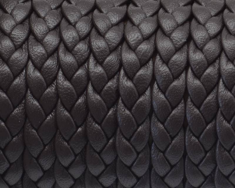 Bolo Braided Flat Leather Cord. 6,5x2mm. Dark Brown. Best Quality.