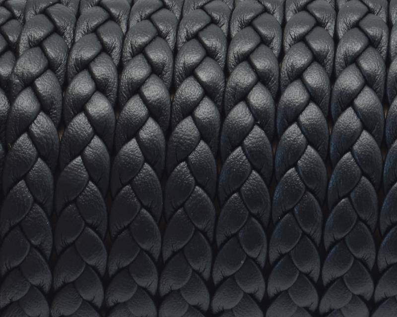 Bolo Braided Flat Leather Cord. 6,5x2mm. Black. Best Quality.